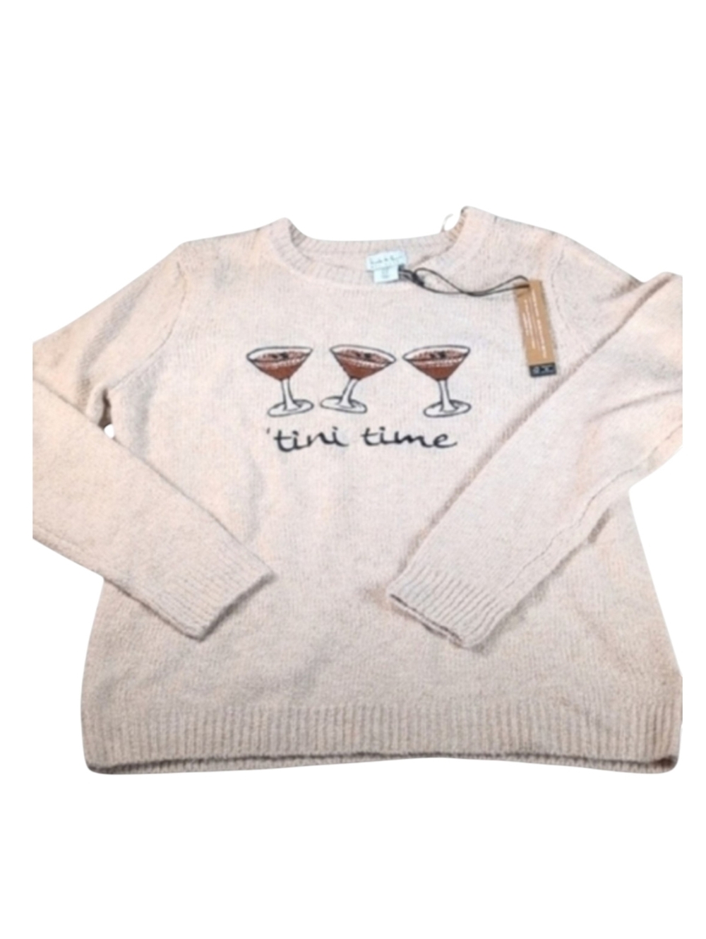 Nicole Miller Espresso Martini Crew Neck Sweater Size Med